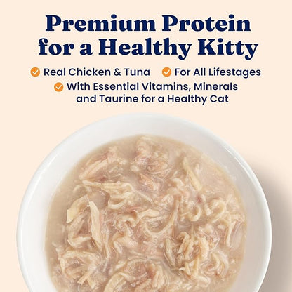 Solid Gold Wet Cat Food Shreds in Gravy - Healthy Canned Cat Food Made w/Real Chicken &amp; Tuna Shreds, Vitamins &amp; Minerals - Grain Free &amp; Gluten Free Canned Meals for Cats &amp; Kittens - 24ct/3oz Can