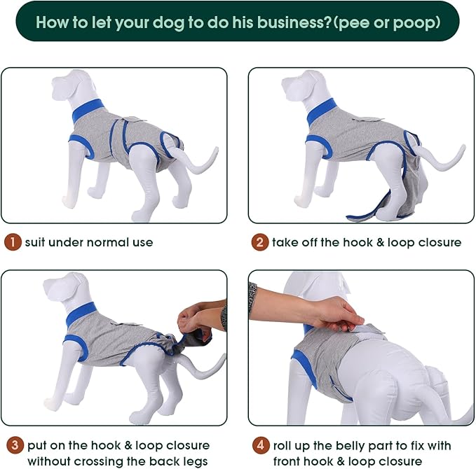 Kuoser Recovery Suit for Dogs Cats After Surgery, Professional Pet Recovery Shirt Dog Abdominal Wounds Bandages, Substitute E-Collar &amp; Cone,Prevent Licking Dog Onesies Pet Surgery Recovery Suit