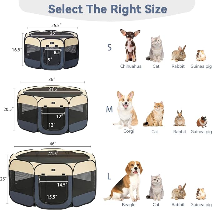 A4Pet Portable Dog Playpen for Small Dogs, 27" Foldable Small Pet Playpen for Puppy/Cat/Rabbit/Chick, Indoor Cat Playpen with Removable Zipper &amp; Mesh Panel(11”W × 7.5”H)