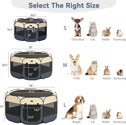 A4Pet Portable Dog Playpen for Small Dogs, 27" Foldable Small Pet Playpen for Puppy/Cat/Rabbit/Chick, Indoor Cat Playpen with Removable Zipper &amp; Mesh Panel(11”W × 7.5”H)