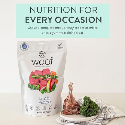 WOOF Freeze Dried Dog Food - Lamb Recipe, High Protein Dog Training Treats &amp; Meals, Dog Food Topper, 2.2 lb