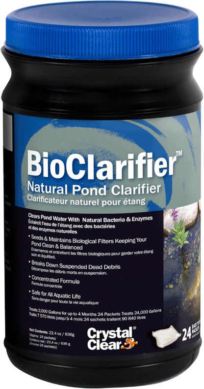 CrystalClear BioClarifier Small Pond &amp; Water Garden Clarifier &amp; Cleaner, Cloudy Water Beneficial Microbe Treatment, Fish, Plant &amp; Pet Safe, 24 Packets