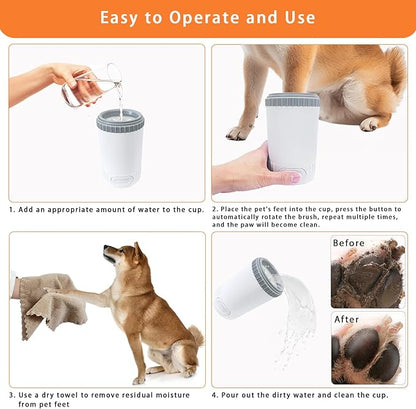 Dog Paw Cleaner with Absorbent Towel, Dog Paw Washer, Muddy Paw Cleaner, Dog Foot Cleaner, Plunger Style Dog Paw Washer, Paw Cleaner for Dogs, Suitable for Small Breed &amp; Medium Breed Dogs