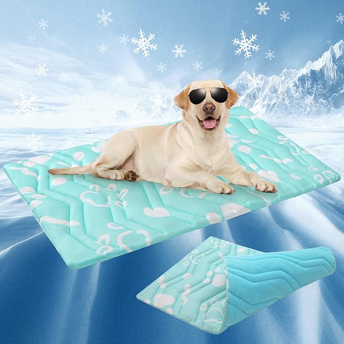 BEAUTYZOO Upgrade Dog Cooling Mat Extra Large, Reversible Self-Cooling Mat for Dogs, Thicken Pet Ice Cool Pad Blanket for Summer Kennel Sofa Bed Floor Car Seat, Machine Washable&amp;Foldable, 59"x40"