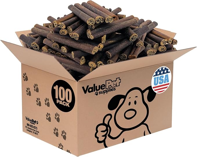 ValueBull USA Collagen Sticks for Dogs, 6 Inch Thick Chews, Natural Long-Lasting Dog Treats, 100 Count Bulk Pack - Promotes Joint, Skin &amp; Coat Health with Glucosamine and Chondroitin