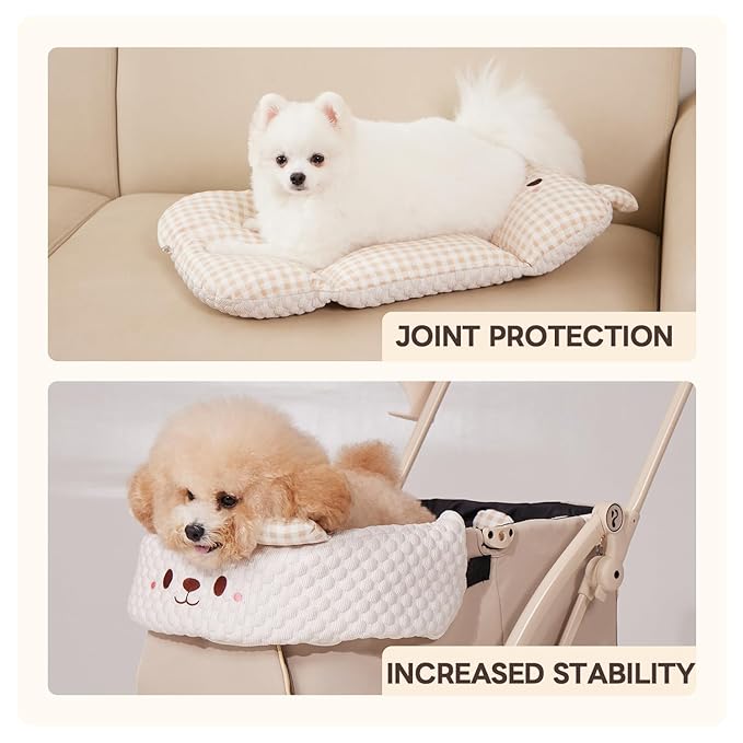 Cooling Cushion for Pets, Removable &amp; Washable Dog Stroller Cushion, Both Side Used Pet Stroller Cushion for Dogs &amp; Cats, Khaki
