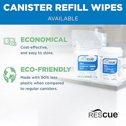 REScue One-Step Disinfectant Cleaner &amp; Deodorizer Wipes for Vet Use – Cleaner for Kennels, Litter Boxes, Vet Offices, Pet Grooming Surfaces – Wipes Canister, 160-Count (Pack of 12)