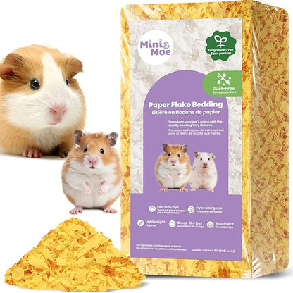 mini&amp;moe Guinea Pig Bedding 25 Liters: Dust-Free and Odor Control Moisture Absorbent Natural Paper Small Pet Bedding - for Guinea Pigs, Hamsters, Rabbits, and Small Animal