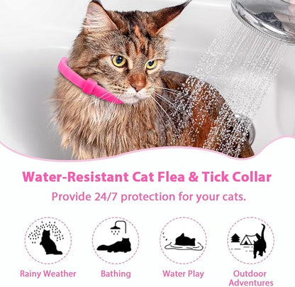 4 Pack Flea and Tick Collar for Cats, Natural Plant Oil Formula Cat Flea Collar Provides 32-Month Protection for Flea &amp; Tick Prevention, Waterproof &amp; Adjustable Cat Flea Treatment for Most Cats