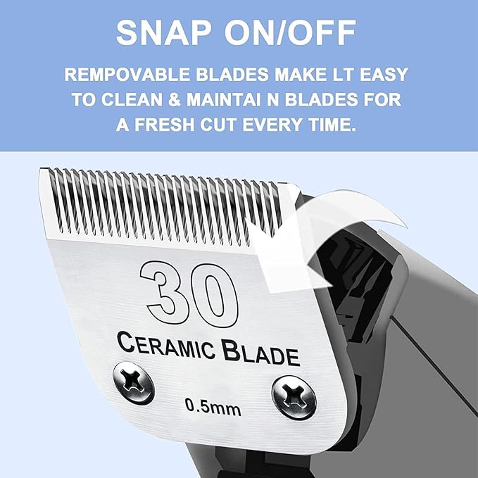 3PCS 30 Blades Dog Grooming Clipper Blades Compatible with Andis Pet Clipper/Oster A5/Wahl KM Series Dog Clipper,Ceramic Blade &amp; Stainless Steel Blade
