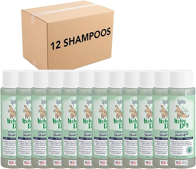 Bobbi Panter Dog Shampoo - Made in USA - All Natural Formula for Itch Relief &amp; Soothing Skins, Concentrated 16:1 for Professional Groomers - Green Apple Scent, 13 Oz (Case of 12)