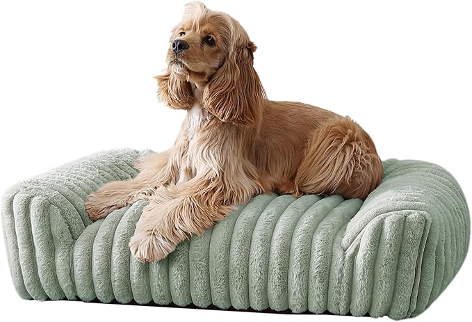 Arlee Saddle Sofa Memory Foam Pet Bed, Comfortable &amp; Washable, Ideal for Dogs and Puppies, Extra Comfort, Couch Design, Crate &amp; Kennel Furniture, Pet Supplies &amp; Essentials, Sage, Large