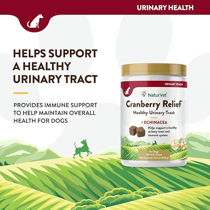 NaturVet – Cranberry Relief Plus Echinacea – Helps Support a Healthy Urinary Tract &amp; Immune System – 120 Soft Chews