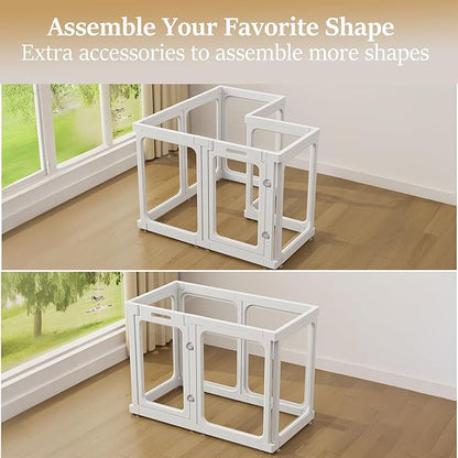 Clear Acrylic Dog Playpen with Door, for Puppy Cat Rabbit Transparent Pet Pen, Dog Playpen Indoor, Dog Fence, Easy Assemble &amp; Cleaning Dog Pen for Small &amp; Medium Dogs (23.6“ Height, 8PCS)