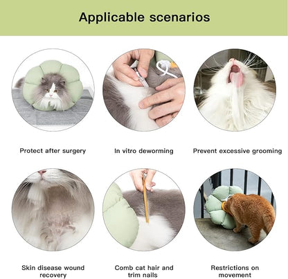 Cat Cone Collar,Cute Waterproof Cat Recovery Collar,Anti-Bite Lick Wound Healing Safety Elizabethan e Collar for Cats,Green Flower All-Season Style