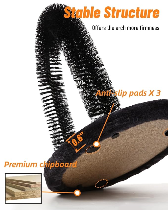 Happi N Pets Cat Self Groomer, Arch Grooming Brush wtih Heavy Duty Woven Sisal Pad, Rubbing Post &amp; Catnip Toy, Cat Face Scratchers Body Massager, Cat Scratchers for Indoor Cats, Black