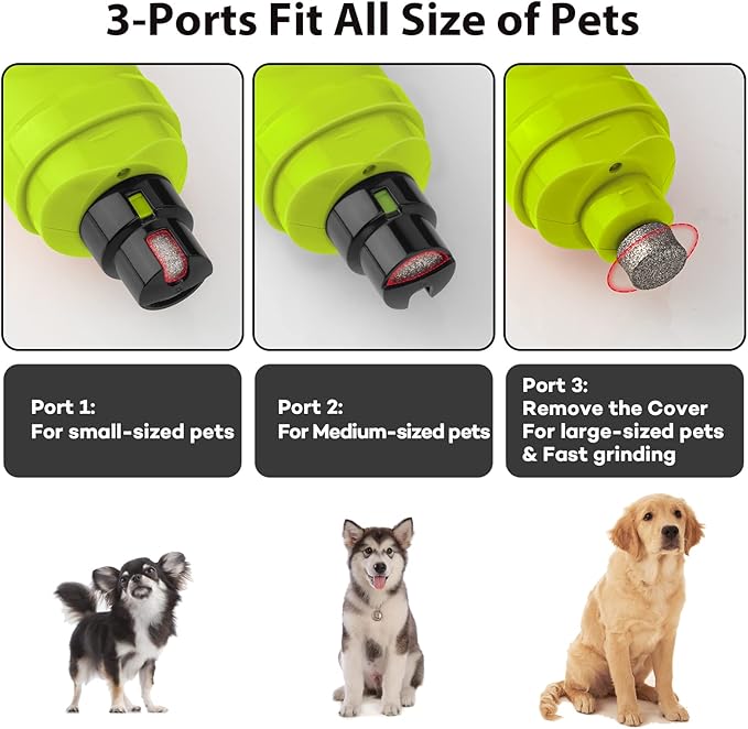 Casfuy Dog Nail Grinder with 2 LED Light - New Version 2-Speed Powerful Electric Pet Nail Trimmer Professional Quiet Painless Paws Grooming &amp; Smoothing for Small Medium Large Dogs(Green)