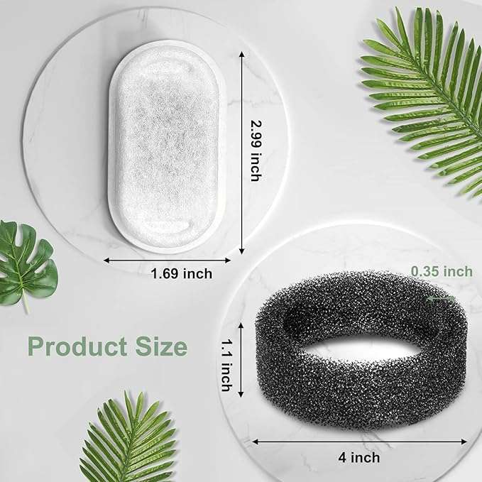 Cat Water Fountain Filters, Compatible with Stainless Steel Pet Fountain Replacement Filters for Cat Fountain (4 Filters&amp; 4 Sponges)