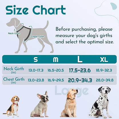 Eagloo Dog Harness for Large Dogs, Easy Wearing with 3 Buckles, Adjustable No Pull Pet Harness with 2 Rings for Walking, No Chock Reflective Soft Padded Vest with Control Handle, Red &amp; Teal, L