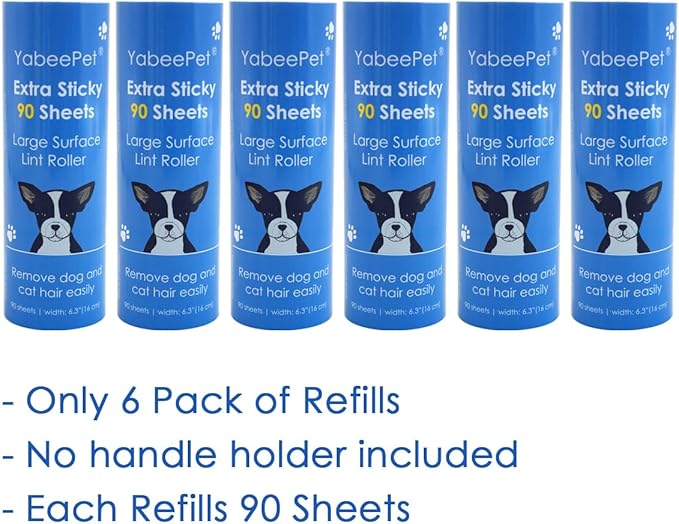 Extra Sticky Large Lint Roller Refills, 6.3&