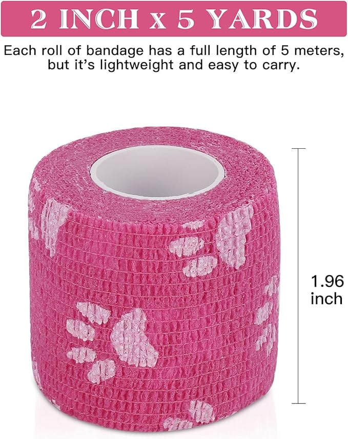 Vet Wrap Self Adhering Bandage Wrap Cohesive Bandage Multi-Function Wrap Tape for Dogs Cats Horses Birds Animals Non-Woven Strong Sports Tape for Wrist Healing Ankle Sprain &amp; Swelling 12 Rolls