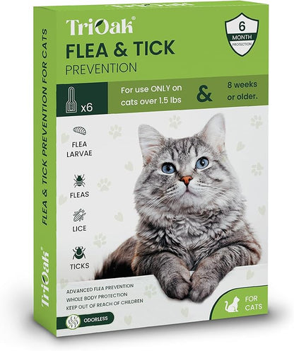 Flea and Tick Prevention for Cats: Flea &amp; Tick Topical for Cats Over 1.5lbs, 6 Dose Flea and Tick Control/Prevention for 6 Months (6 Pack)