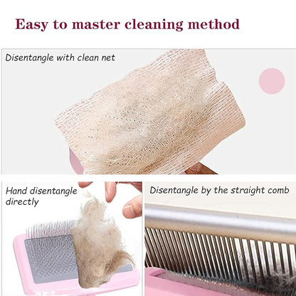 Air Cushion Slicker Brush for Dogs Cats,Soft Pin Shedding Brush for Short Haired Dog,Cat, Pet Grooming Wire Brush for Thin Curly Matted Tangled Hair,14mm(0.55"),Pink
