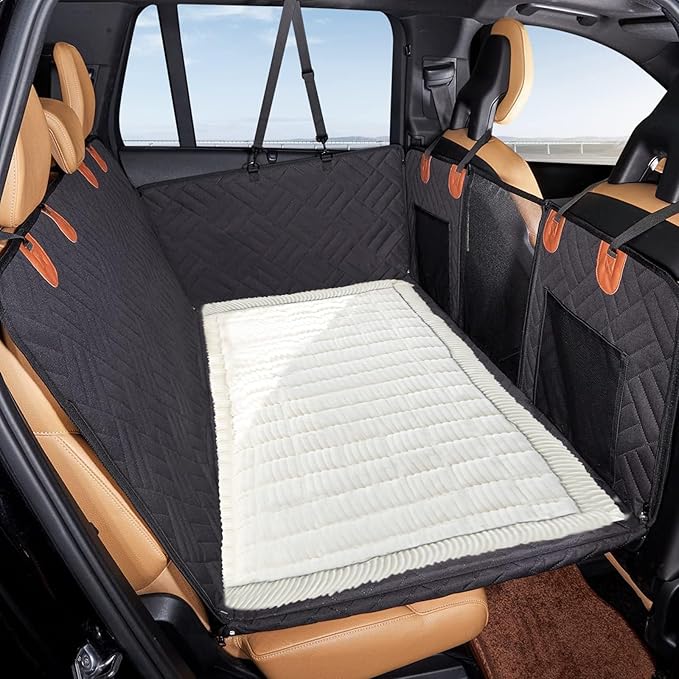 VClife Dog Bed Mat for Car, Anti Slip Pet Bed Travel Pad Comfortable Furry Dog Car Seat Cover for Backseat Extender, Washable Pet Cushion Bed Mat for Indoors &amp; Outdoors (Beige, 59"×27.6")