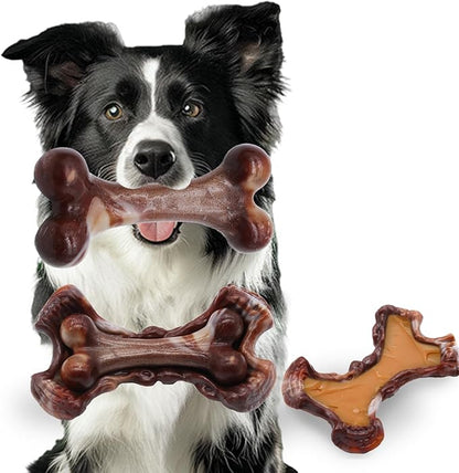 Magicorange Tough Dog Toys, Chew Toys for Aggressive Chewers, Dog Bone Toy Nylon Almost Indestructible Dogs Toy for Teeth Cleaning and Training (Brown)