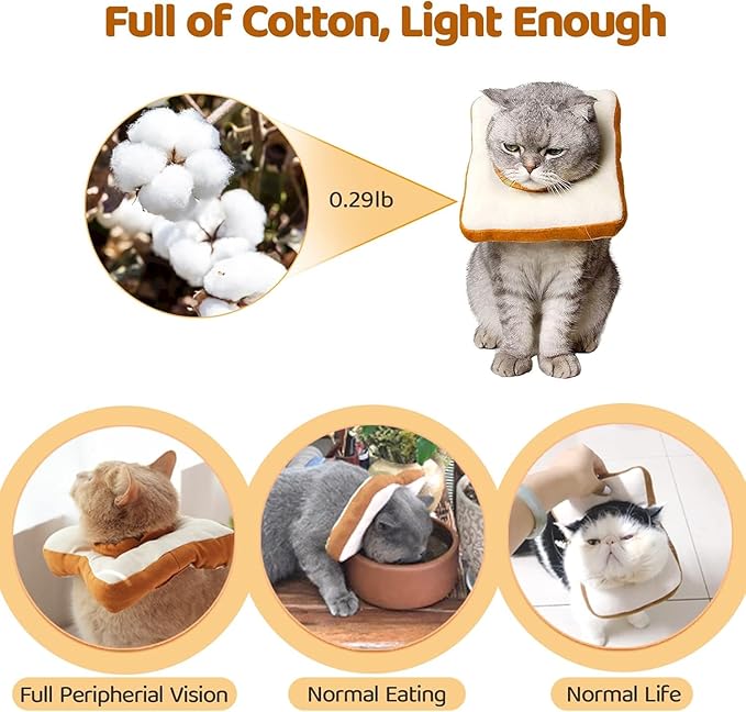Amakunft Adjustable Cat Recovery Collar - Soft Cone for Post-Surgery Care, Kitten &amp; Adult Cat (Toast, M)