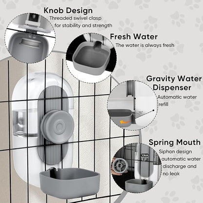 28oz Hanging Automatic Water Dispenser，Rabbit Water Bottle,Bunny Guinea Pig Ferret Water Bowl for Cage,Suitable for Small Animal Puppies(Cage Grid Spacing Over 1.2&