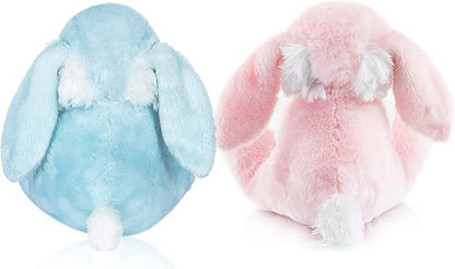 My OLi Bunny Stuffed Animal Pack of 2 Plush Rabbit 7in Stuffed Bunny with Floppy Ear Bedtime Friend Soft Toy Gifts for Girls Boys Kids, Pink &amp; Blue