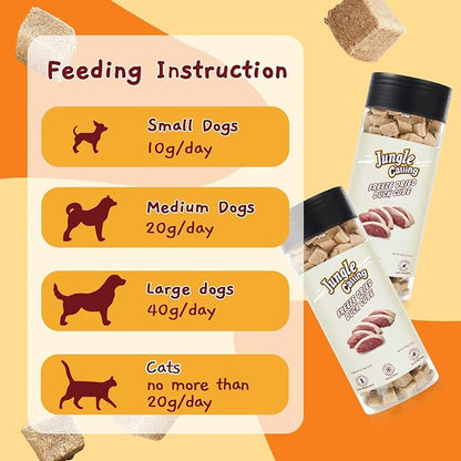 Jungle Calling Freeze Dried Duck Dog &amp; Cat Treats - High Protein, Low Fat, Made with a Single Ingredient - Perfect for Training and Snacking, 2.8 oz (Duck Cube)