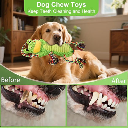 Interactive Chew Proof Dog Toys for Boredom &amp; Anxiety - Plush with Squeaker &amp; Crinkle Sound &amp; Ropes for Small, Medium, Large Dogs