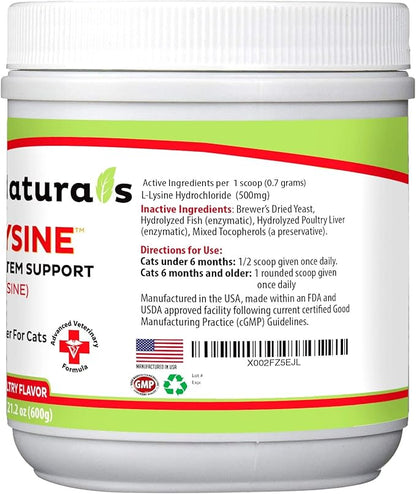 Trulysine L-Lysine for Cats Immune Support Oral Powder 21.2oz/600g - Cats &amp; Kittens of All Age, Sneezing, Runny Nose Squinting, Watery Eyes-Fish &amp; Poultry Flavor (U.S.A)(600 Grams (500mg / Scoop))