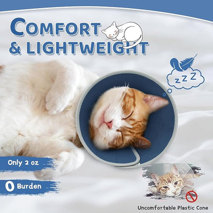 Cat Cone Collar Soft to Stop Licking, Adjustable, Foldable Lightweight Kitten Cones After Surgery Recovery for Cats &amp; Kittens, Cat Cone Alternative (Solid Blue, M)