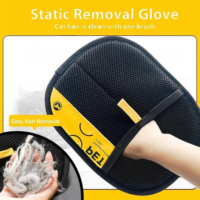 Pet Hair Removal Glove for Cats &amp; Dogs,Pet Hair Remover Electrostatic Gloves,Efficient Pet Grooming Gloves with Hair Comb,Reusable Cat &amp; Dog Hair Remover for Couch, Furniture, Carpet, Curtain(2PC)