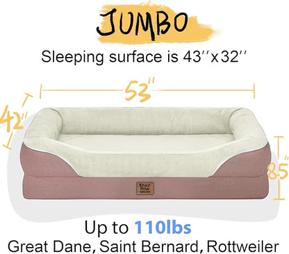 Orthopedic Washable Large Dog Bed - Removable Orthopedic Dog Bed XL with Bolster Extra Large Dogs Beds with Washable Cover for Large Size Pet Non-Slip Bottom