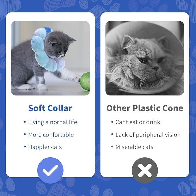 Dog Cat Surgical Recovery Cone Dog Protective Collar, Pet Recovery E-Collar Soft Neck Cone to Stop Licking Wound for Cats &amp; Kittens Small Dog After Surgery