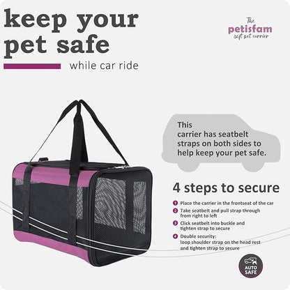 petisfam Soft Pet Carrier for Large and Medium Cats, 2 Kitties, Small Dogs. Easy to Get Cat in, Great for Cats That Don&