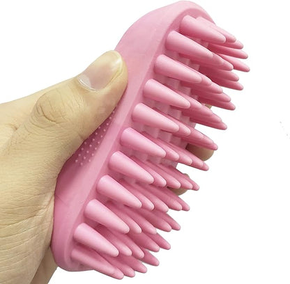 Pet Silicone Shampoo Brush for Long &amp; Short Hair, Pink ( New ), Medium Large Pets Dogs Cats, Silicone Shower Wash Curry Brush, Massage Comb