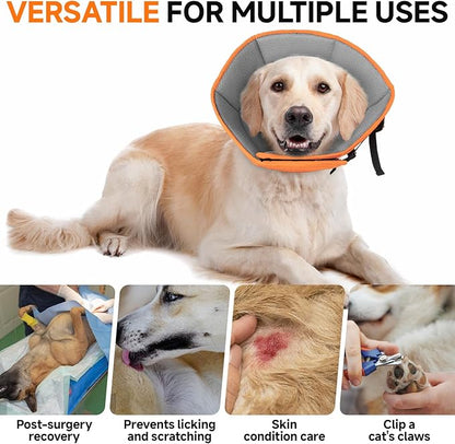 Dog Cone Collar S, Soft Cones for Large Medium Small Dogs,Adjustable Dog Cone Alternative to Stop Licking, Comfy Elizabethan Collar for After Surgery Wound Healing &amp; Hot Spots Orange