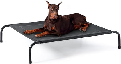 Bedsure Outdoor Elevated XL Dog Bed, Portable Indoor &amp; Outdoor Cooling Raised Cot Pet Hammock Bed with Skid-Resistant Feet, Frame with Breathable Mesh, Black, 54 inches