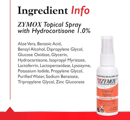 Zymox Topical Hot Spot Spray for Dogs and Cats with 1% Hydrocortisone, 2oz