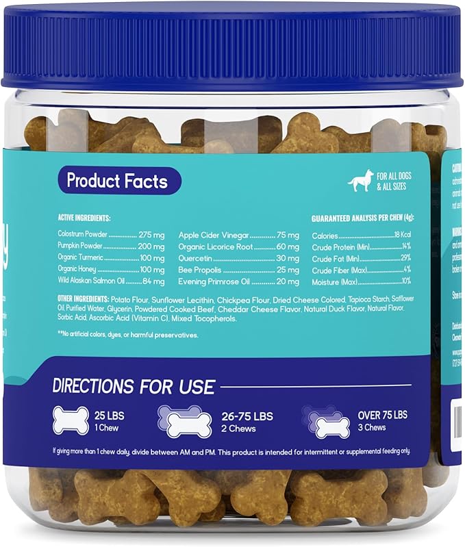 PupGrade Itch &amp; Allergy Chew Supplement for Dogs Improved Immune Support &amp; Seasonal Allergies with Alaskan Salmon Fish Oil - Helps with Anti-Itch - 60 Soft Chews