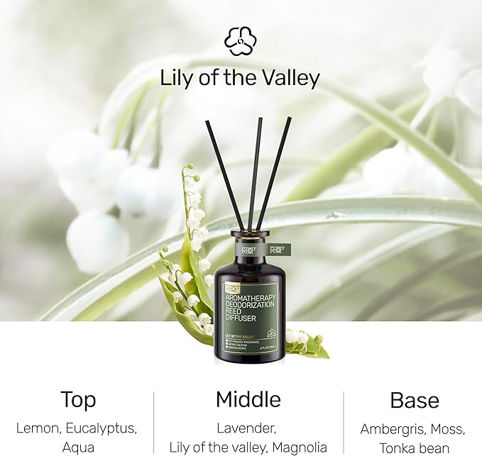 Reed Diffuser for Pet Odor Elimination, Lily of The Valley, Non-Toxic &amp; Pet-Friendly Air Freshening, 6 Oz