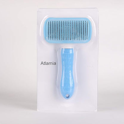 Self Cleaning Slicker Brush,Dog Brush &amp; Cat Brush with Massage Particles,Removes Loose hair &amp; Tangles,Skin Friendly &amp; Promote Circulation-Blue 1