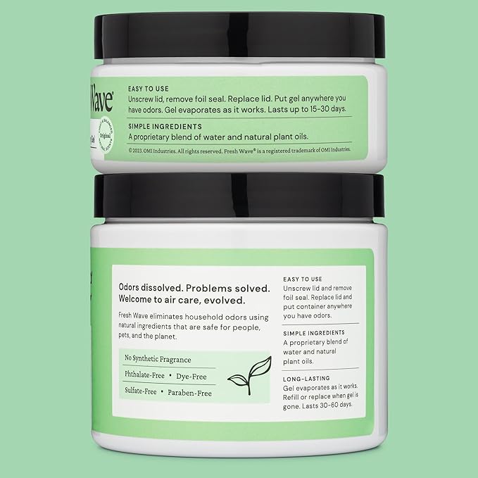 Fresh Wave Odor Removing Gel, 15 oz. &amp; 7 oz. - Odor Absorbers for Home, Safer Odor Relief, Natural Plant-Based Odor Eliminator, Every 15 oz. lasts 30-60 Days, For Cooking, Trash &amp; Pets