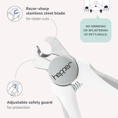 Hepper Cat Nail Clipper Kit - Small &amp; Large Sharp Claw Clippers with Nail File &amp; Storage Pouch - Safety Guard &amp; Lock - Professional Cat Manicure