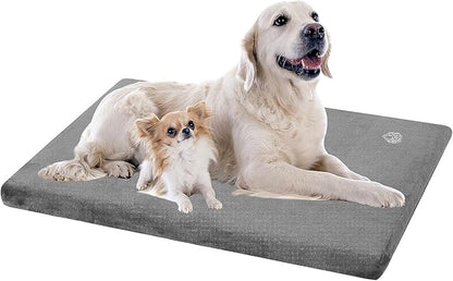 EMPSIGN Stylish Dog Bed Mat Dog Crate Pad Mattress Reversible (Cool &amp; Warm), Water Proof Linings, Removable Machine Washable Cover, Firm Support Pet Crate Bed for Small to XX-Large Dogs, Grey